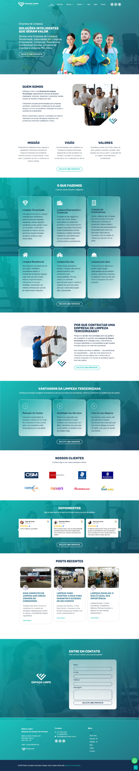Site do cliente Espaço Limpo